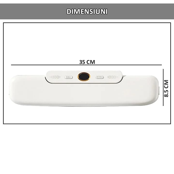 Set aparat de vidat si sigilat alimente umede/uscate + 6 role 500x17cm NEXTLY, functii de vidare si sigilare in mod automat/manual/separat, timp reglabil, afisaj digital secunde ramase, 30cm bara de lipire, protectie supraincalzire, 120W, alb