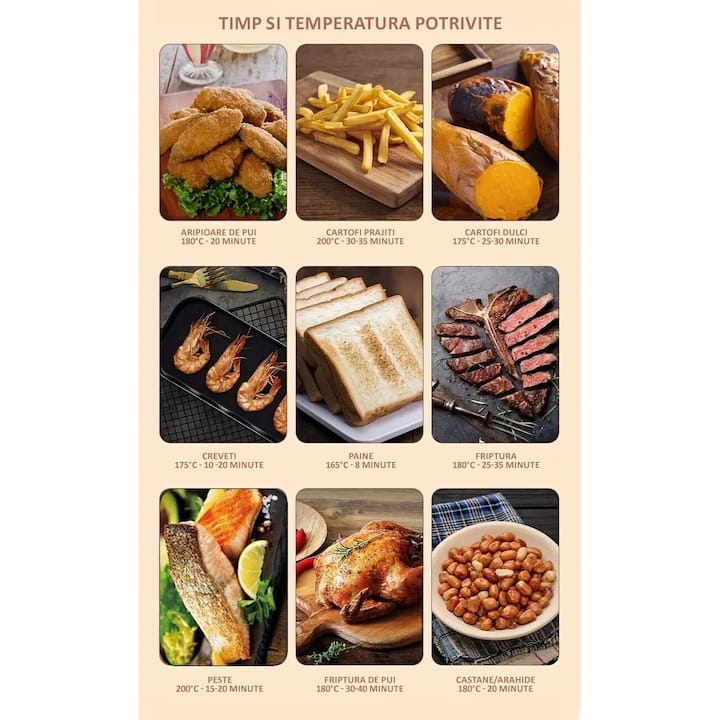 Friteuza cu aer cald NEXTLY, gatire fara ulei, Air Fryer capacitate 6 litri, 2400W, 8 programe de gatire, Touch Control, afisaj digital, verde