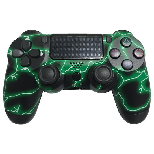 Controller wireless doubleshock, NEXTLY, compatibil PS4, PSTV si PS Now, cu vibratii, design fulger, green lightning