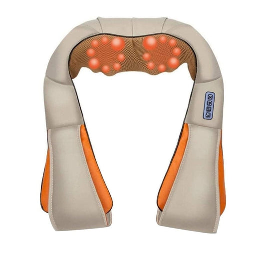 Aparat de masaj NEXTLY pentru gat, spate, umeri, picioare, talpi, talie, masaj Shiatsu 3D bidirectional, 3 viteze, incalzire prin infrarosu, alimentator priza/masina, piele PU, 24W, bej