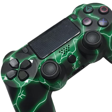 Controller wireless doubleshock, NEXTLY, compatibil PS4, PSTV si PS Now, cu vibratii, design fulger, green lightning