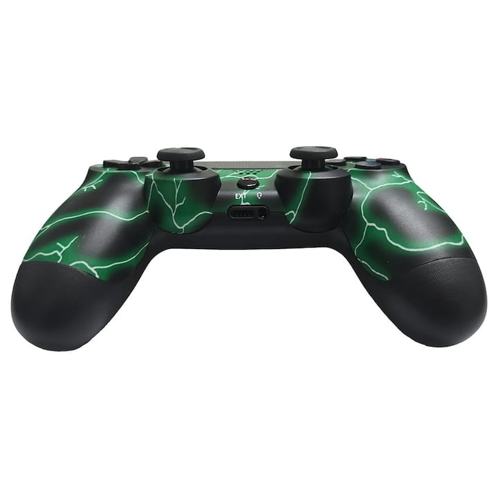 Controller wireless doubleshock, NEXTLY, compatibil PS4, PSTV si PS Now, cu vibratii, design fulger, green lightning