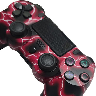 Controller wireless doubleshock, NEXTLY, compatibil PS4, PSTV si PS Now, cu vibratii, design fulger, red lightning